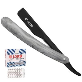 Slide Straight Razor Stainless Steel with 100 blades Single Edge Barber Shaving Razor for Men Professional Cut Throat Reusable Razor for Beard Shaper