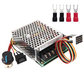 PWM DC Motor Speed Controller, DC 9V-60V & 10A Rated Brush Motor Stepless Speed Controller with Forward-Brake-Reverse Switch & Ajustable Potentiometer