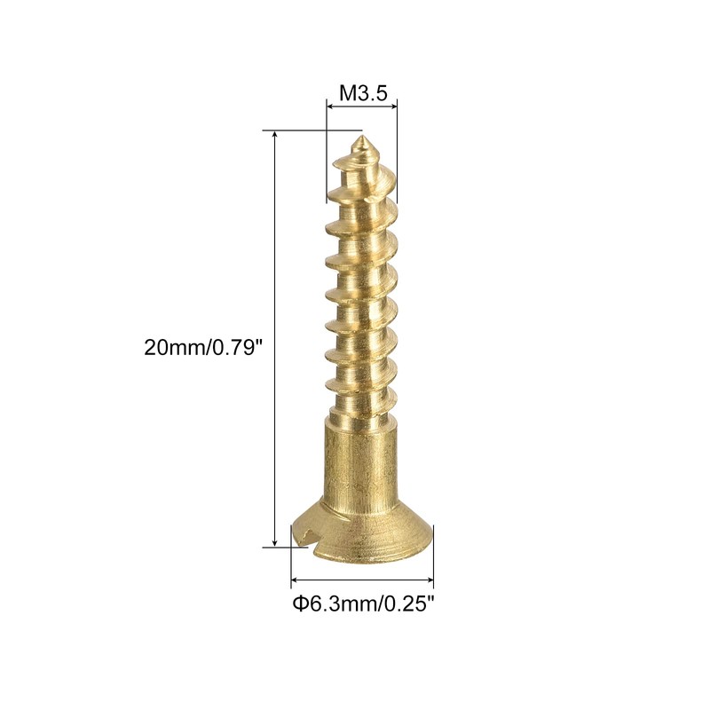 sourcing map Wood Screws M3.5 x 20mm Slotted Flat Head