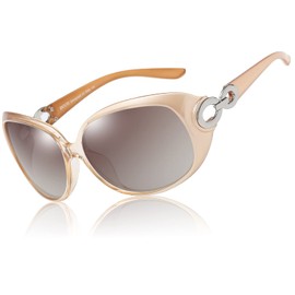 Duco Women's Polarised Sunglasses Classic Star 100% UV Protection 1220 - Vintage champagne
