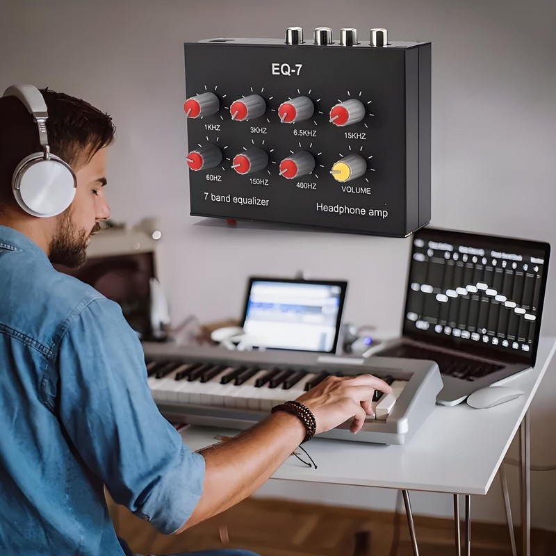 CYSFETENA Stereo Equalizer, 7-Band EQ Balancer DC5V-12V 2 Channel Graphic