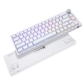 BOYI 66Pro Rapid Trigger Magnetic Switch 65% Mechanical Keyboard,Hall Effect Gasket-Mounted RGB HotSwap Hyper-Fast Adjustable Actuation Wired Compact Gaming Keyboard with Knob(White)