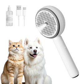 3-in-1 Pet Steam Brush for Dogs and Cats, Shedding & Grooming Comb for Long and Short Hair, Hair Removal with Spray and One-Click Release