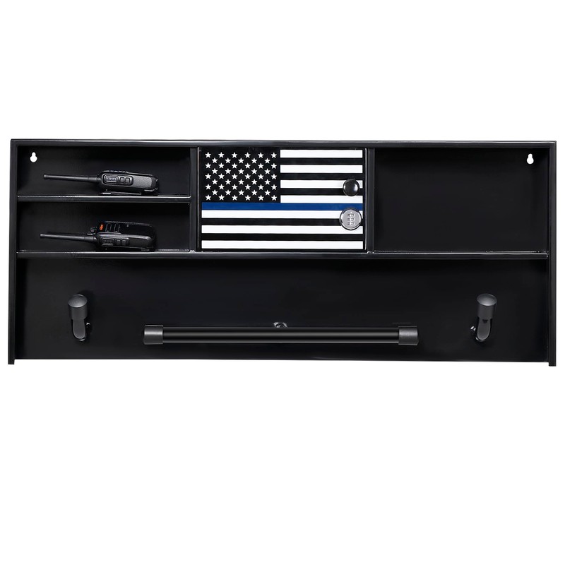 BUYYAH Wall Mounted Police Gear Rack, All Iron Frame with