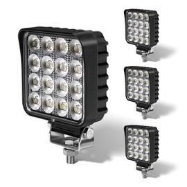VEGITOR 4.3" 12V/24V LED Flood Work Lights 46W, Tractor Lights for Heavy Equipment, Excavator, Forklift, Loader and Mower, 5300LM Waterproof Square Work Light Pods, 4PCS