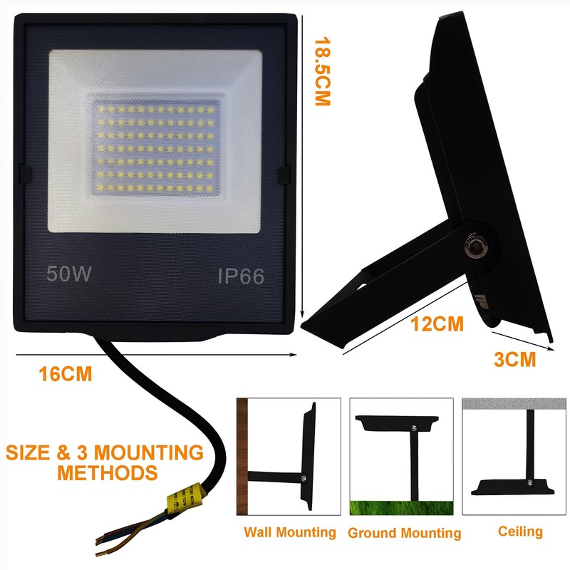 51buyoutgo Flood Light Outdoor, 50W Waterproof IP66 Security Light Outside