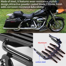 WOOGA Motorcycle Luggage Holder Rear Luggage Rack Loads Holder Bracket Accessories for Har&le&y Davidson Street Glide Road King Special Road Glide (Black)