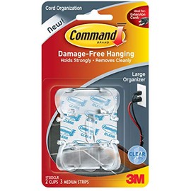 Command Cord Clips, 2 clips, 3 strips, Decorate Damage-Free (17303CLR-ES)