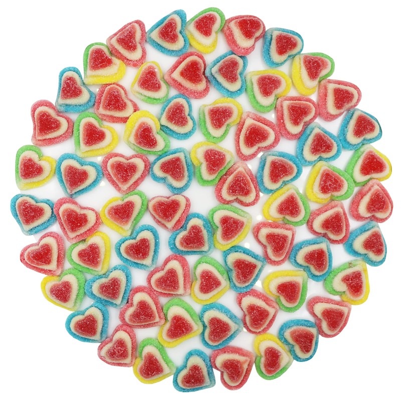 FirstChoiceCandy Sugared Rainbow Love Gummy Triple Hearts (2LB)