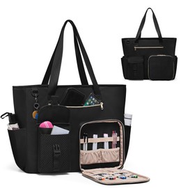 Fasrom XXL Teacher Bag for Work Women with 15.6 inches Laptop Compartment, Extra Large Teacher Utility Tote Bags to Hold Teacher Supplies and More, Black (Patent Design)