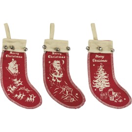 Retro Christmas Felt Stocking Ornaments Set of 3