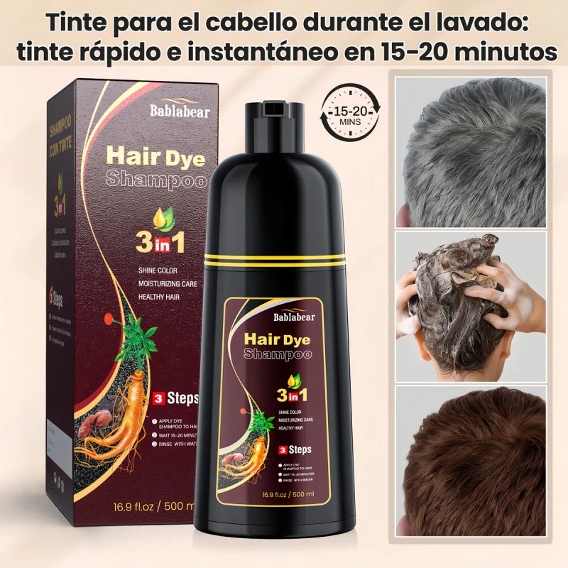 2 Pieza Marrn Oscuro Hair Dye Shampoo Con Tinte Cubre