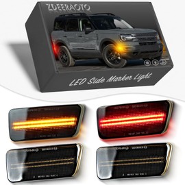 ZDEERAOTO LED Front&Rear Fender LED Side Marker Lights Kit for Ford Bronco Sport 2021-2024,Smoked Lens Sidemarker Replacement Lamps,4pcs (Red-Amber)