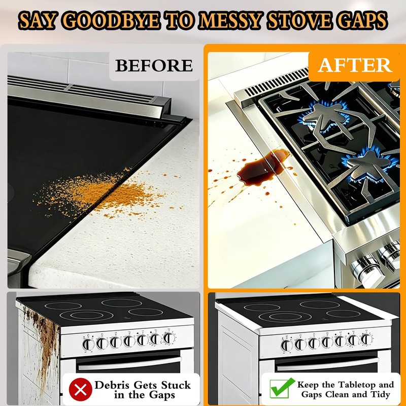 Niciksty 2 Pack Stainless Steel Stove Gap Covers, Retractable 13.8"-27.5"