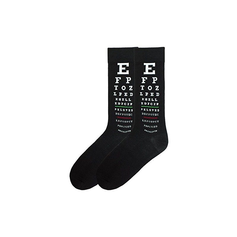 K. Bell Socks Men's Eye Chart Crew Sock, Black, 10-13/Shoe