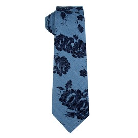 Corbata fina de algodón para hombre con diseño floral, Azul marino, 2.6(6.5cm)