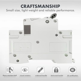 DewinLVD Miniature Circuit Breaker, C-Curve Support Switch, DIN Rail Busbar Connection 230 V/400 V, 1P 6 A, Grey Handle