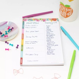 bloomdailyplanners bloom daily planners Planning Pad 6x9 Meal Planning with Magnets Pink Floral