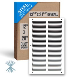 Fits 12x20 Duct Opening | Steel Return Air Grille by Handua | Vent Cover Grill for Sidewall and Ceiling | White | HVAC Cold Air Intake Grille | Outer Dimensions: 13.75"W X 21.75"