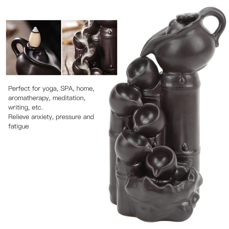 Waterfall Incense Burner Teapot Design Serene Ambience Relieve Anxiety Aid