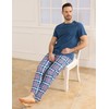 TeJoyce Mens Pyjamas Set Cotton Short Sleeve and Plaid Long