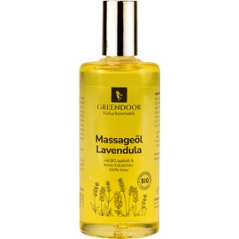 GREENDOOR Naturkosmetik Massageöl Lavendula 100ml, entspannendes Massage Öl, rein natürliches Jojobaöl, 100% Natur mit Lavendelöl und Rosmarinöl, Entspannung, auch in Schwangerschaft, Geschenke