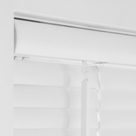 Vinyl Mini Blinds 1-Inch Cordless Room Darkening Blind for Windows - Starting at $9.97 - (Over 1,400 Add'l Custom Sizes) Vinyl Blinds, Mini Blinds, Window Blinds Cordless, White - 28"W x 72"L