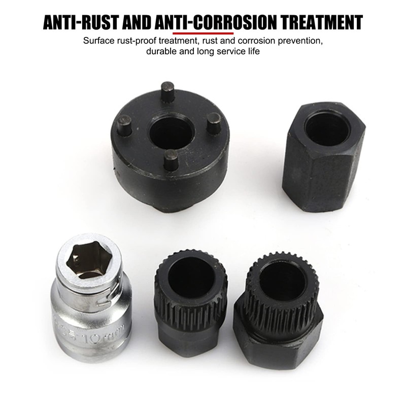 EVTSCAN 13pcs Alternator Freewheel Pulley Removal Tool Kit, Heat-Treated Carbon