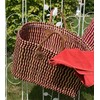LaFiore24 Women's Shopping Basket, Natural Handbag, Natural Basket, Large, Red