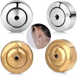 Respaldo de aretes para pernos, 4 piezas de respaldos de arete para orejas caídas, aretes pesados, levantadores de aretes de bloqueo seguro reemplazos en oro blanco y oro de 18 quilates, respaldo