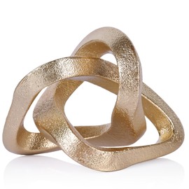 DOVDOV Gold Geometric Knot Sculpture, Mobius Ring Decoration, Gold Decorative Aesthetics, Room Living Room TV Cabinet Office Cabinet Coffee Table Above Decorative Ornament Irregular Knot Decoration.