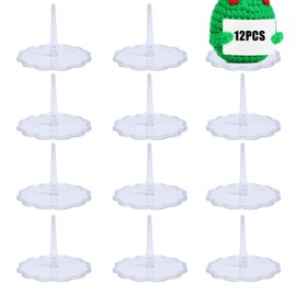 GL-Turelifes 12PCS Crochet Doll Base Needle Holder, Positive Crochet Animals Flowers Plant Stand Mini Doll Toys Display Stand Base Showcase Holder for Toys, Collectible, Miniature Things (SetB)