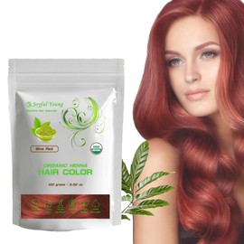 100% Organic Henna Hair Color – Natural, Chemical-Free Hair Dye for Rich, Vibrant Color & Gloss – Grey Coverage, Safe for All Hair Types, Vegan Non-Toxic, Herbal Hair Treatment (WINE RED)