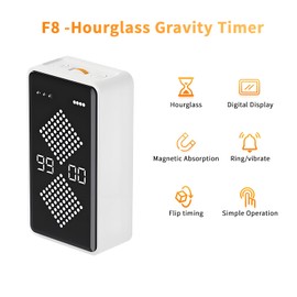 Qumox F8 Hourglass Gravity Timer – Digital Flip Countdown & Count-Up Timer with LED Display, Magnetic Absorption, Silent Operation, Rechargeable, for Study, Cooking, and Work (1–99 Minutes)