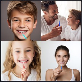 Duozhenzhu Interdental Brushes 4 Sizes, 360° Bendable Soft Picks Braces Brushes Between Teeth Gum，Oral Hygiene Slim Brushes Cleaning Tool