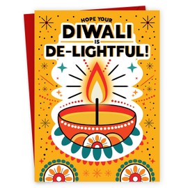 Diwali Card printed inside – Eco-Friendly Happy Diwali Greeting Card with Diya Design – Perfect for Kids, Family & Friends – Made in the UK