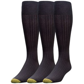 GOLDTOE Canterbury - Calcetines sobre la pantorrilla para hombre, paquete de 3, Negro -, X-Large