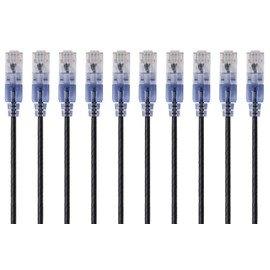 Monoprice Cat6A Ethernet Patch Cable - Snagless RJ45, 550Mhz, 10G, UTP, Pure Bare Copper Wire, 30AWG, 10-Pack, 10 Feet, Black - SlimRun Series