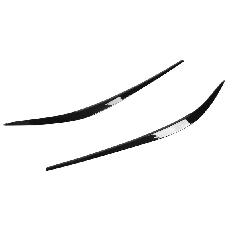 Pair Headlight Eyebrow Glossy Black Trim Front Left Right Decoration