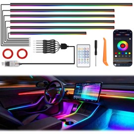 Luces LED RGB para Interior de Auto 6 en 1, LED Coche para 164 Pulgadas, acrílicas, USB, con App inalámbrica, luz Ambiental con 210 Modos de Color, Estilo neón Activo (1 en 6)