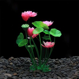 Pink Artificial Water Plants, Artificial Lotus Fish Tank Ornament Aquarium Aquatics Grass Flower Simulation Wedding Favors Plastic Plastic Plants for Party Fish and Aquatic Pets Aquarium Décor