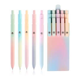 5 PCS Gel Ink Pens, 0.7mm Medium Tip Black Ink Roller Ball Pens, Fine Point Smooth Writing Pens, Aesthetic Ballpoint for Journaling School Office Supplies, Gifts for Women Men