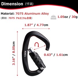 Azarxis Heavy Duty Locking Carabiner Clips Strong Lightweight D Ring Small Carbineers Key Chains for Backpacking Camping Hiking Outdoor Gym Hammocks Dog Leash Harness (Black)