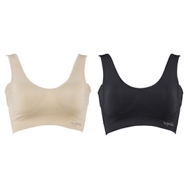 Genie Women's Bra, 2 Pieces, Wireless Bra, Night Bra, Sports Bra, Breathable,, light beige/rich black