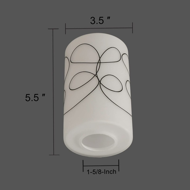 Anmire 2 Pack Modern Line Style Glass Shade, Cylinder Light
