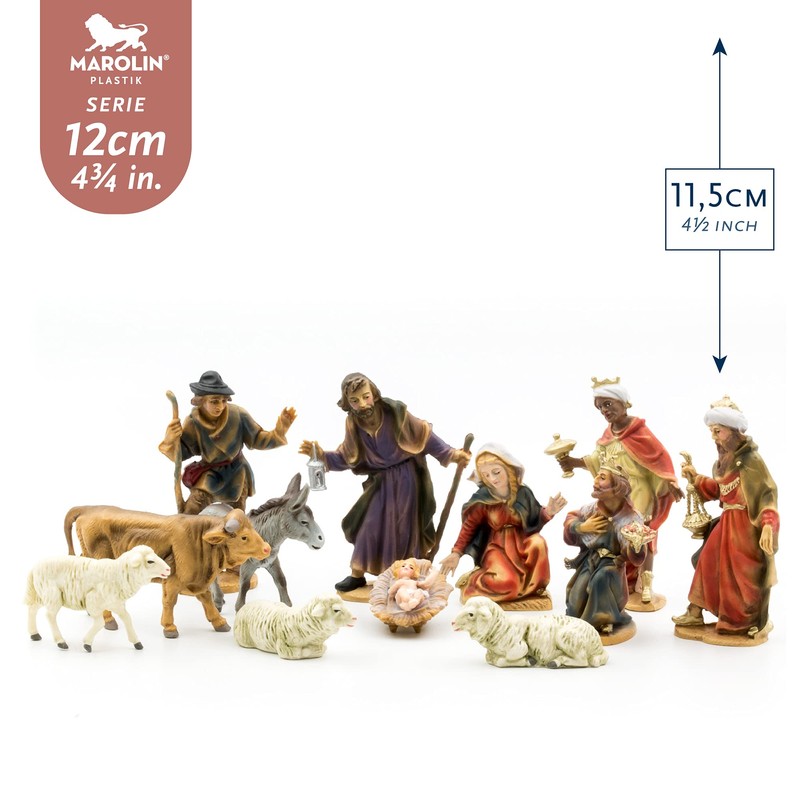 Marolin Nativity Figures Set with 12 Figures, 12 cm Figure