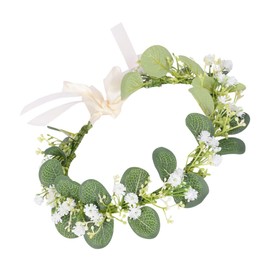 TOVINANNA Faux Flower Leaf Wreath Headband Elegant Photo Props for Weddings Celebrations Lightweight Durable Design for Travel Photography Stylish Headdress for All Occasions