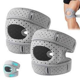 2pcs Wellnee Knee Brace,WellkneeKnee Brace for Women Men Adjustable Knee Support with Side Stabilizers,Patella Knee Brace with Patella Gel Pads for Running, Sports, Workouts