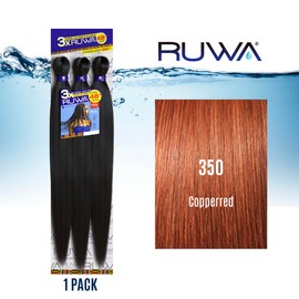 Sensationnel Ruwa prestretched braiding hair - 3x 48 inch water repellent kanekalon fast dry synthetic sports itch free (1 pack, 350 COPPERRED)