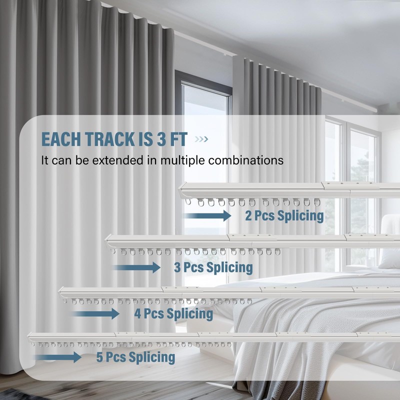 Hoeflife Curtain Track Ceiling Mount heavy duty sliding Curtains Tracks